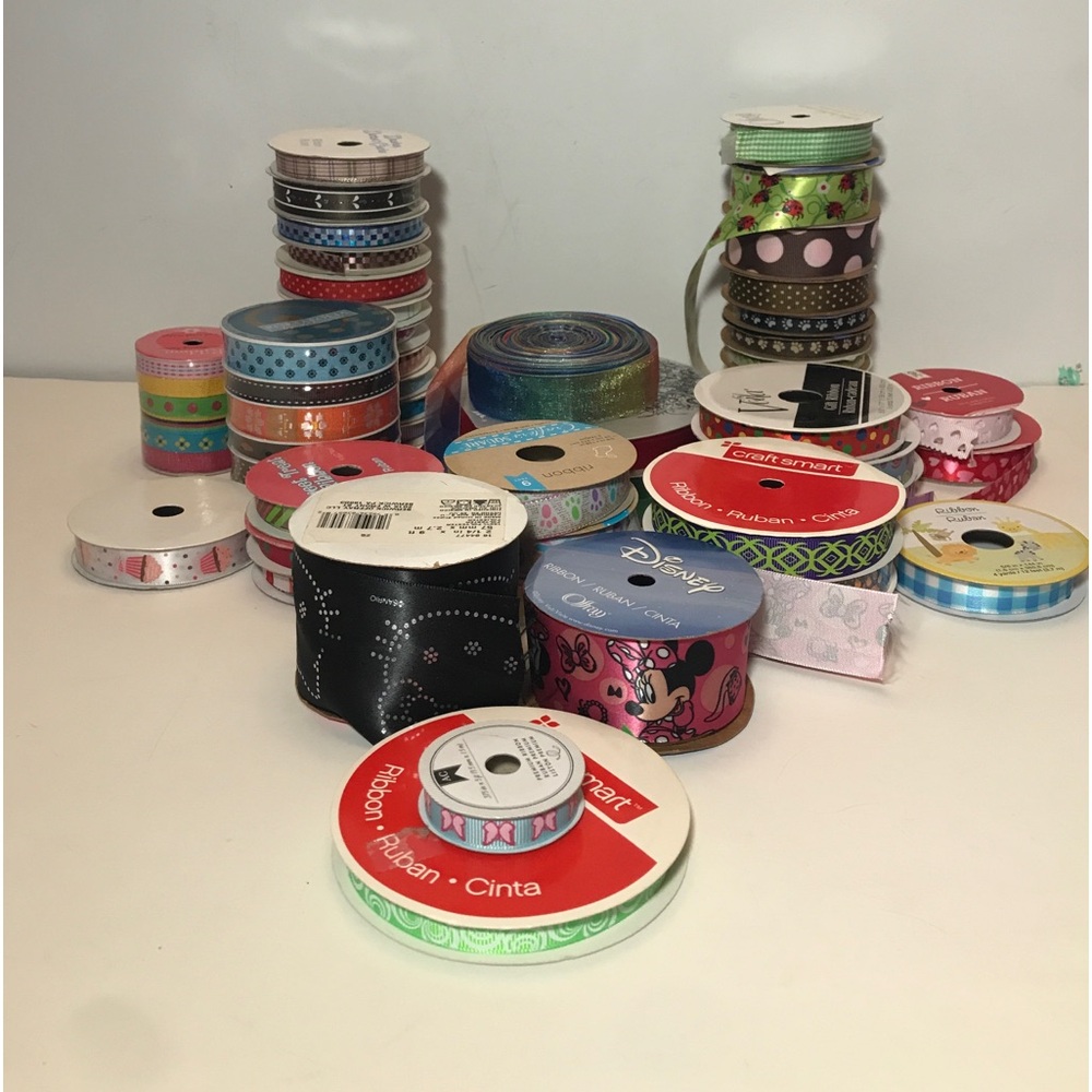Assorted Ribbon Lot 20+ Rolls Many Brands Patterns Sizes Craft Holiday READ